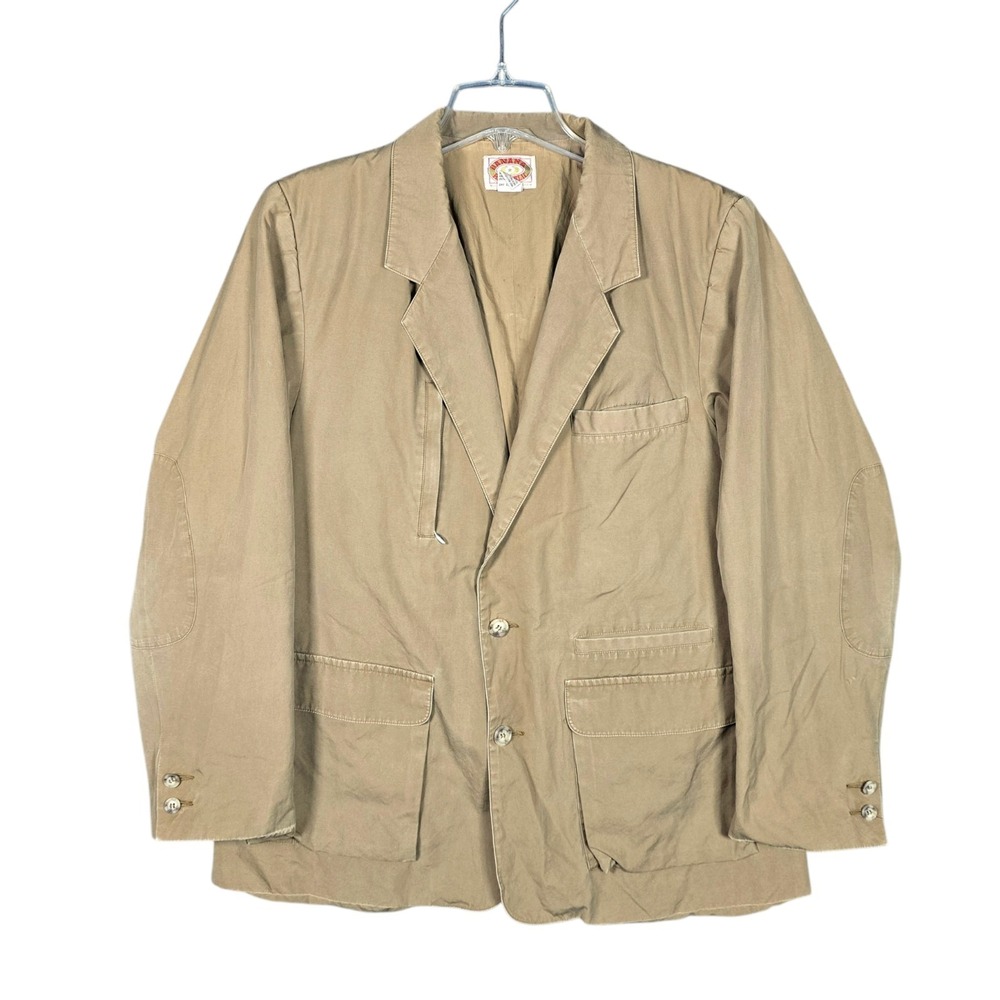 Vintage 80s Banana Republic Beige Blazer Jacket Mens 42 Safari Khaki Coat Cotton